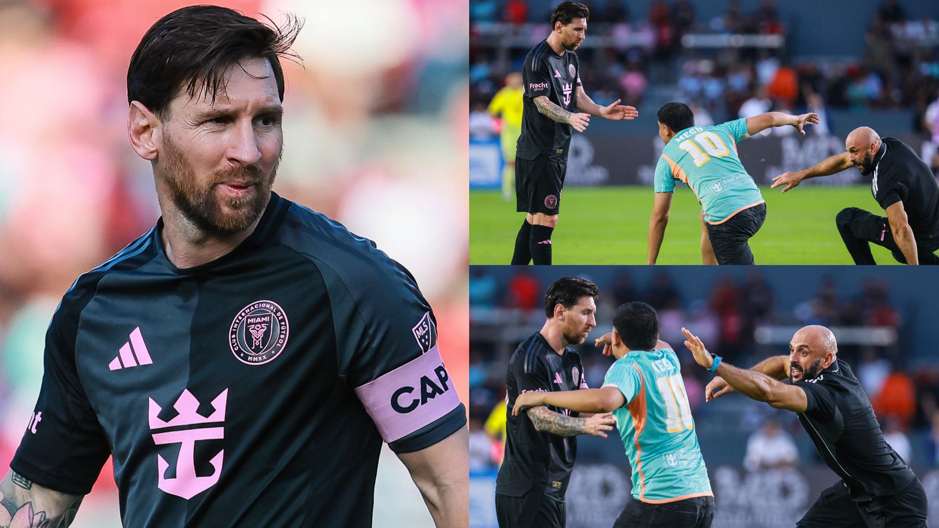 Lionel Messi S Bodyguard Finally Defeated As Pitch Invader